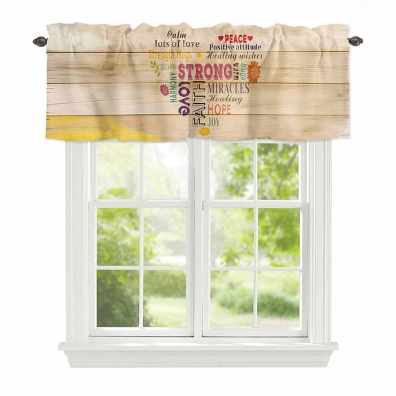 Valance Curtains for Windows Love Text Kitchen Curtians Window Treatment Warm Embraces Positive Energy Topper Curtain Rod Pocket Valances for Kitchen Bathroom Living Room 42x12in