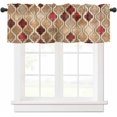 thumbnail image 1 of Valance Curtains for Windows Moroccan Pattern Geometric Kitchen Curtians Window Treatment Modern Abstract Red Topper Curtain Rod Pocket Valances for Kitchen Bathroom Living Room 1 Panel 54x18 inch, 1 of 6