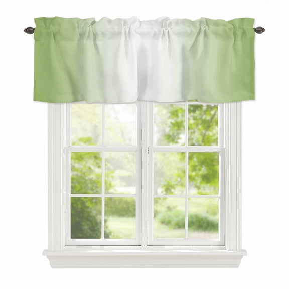 Valance Curtains for Windows Ombre Green Kitchen Curtians Window Treatment Sage Green Topper Curtain Rod Pocket Valances for Kitchen Bathroom Living Room 42x12in