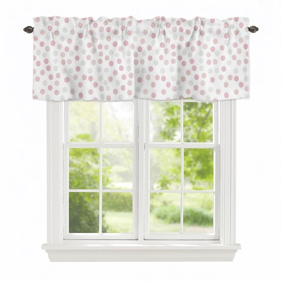 Valance Curtains for Windows Pink Rainbow Polka Dots Kitchen Curtians Window Treatment Vibrant Modern Circles Topper Curtain Rod Pocket Valances for Kitchen Bathroom Living Room 42x12in