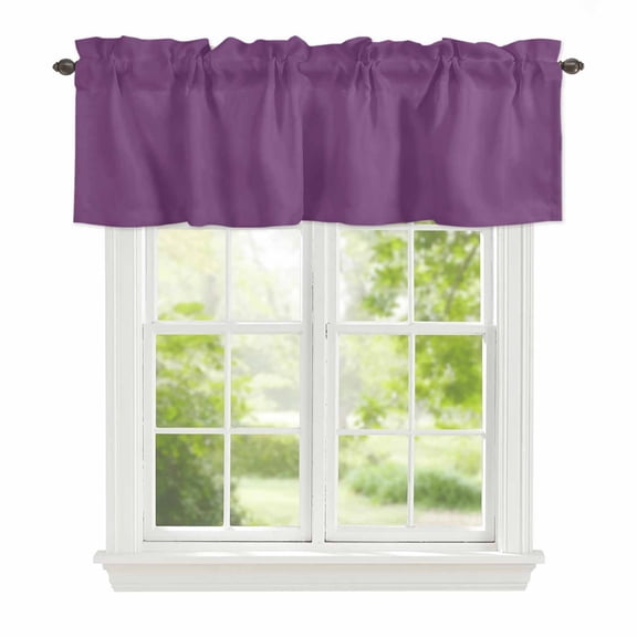 Valance Curtains for Windows Purple Kitchen Curtians Window Treatment Solid Purple Color Topper Curtain Rod Pocket Valances for Kitchen Bathroom Living Room 42x12in