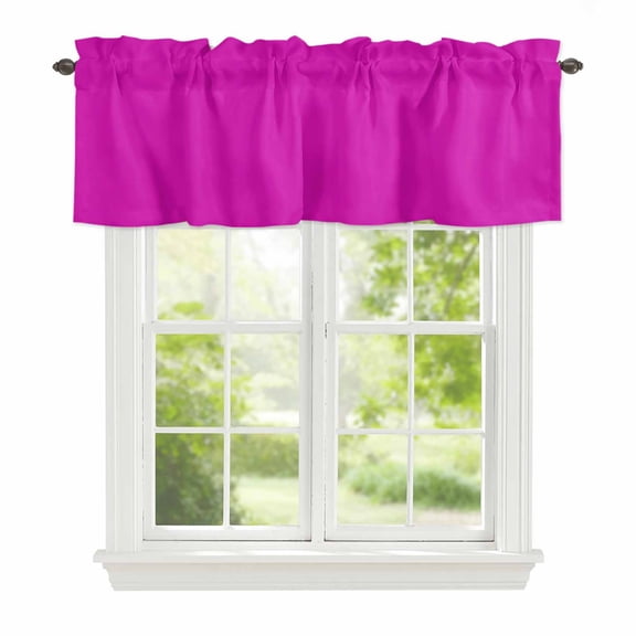 Valance Curtains for Windows Rosy Red Kitchen Curtians Window Treatment Solid Pink Color Topper Curtain Rod Pocket Valances for Kitchen Bathroom Living Room 42x12in