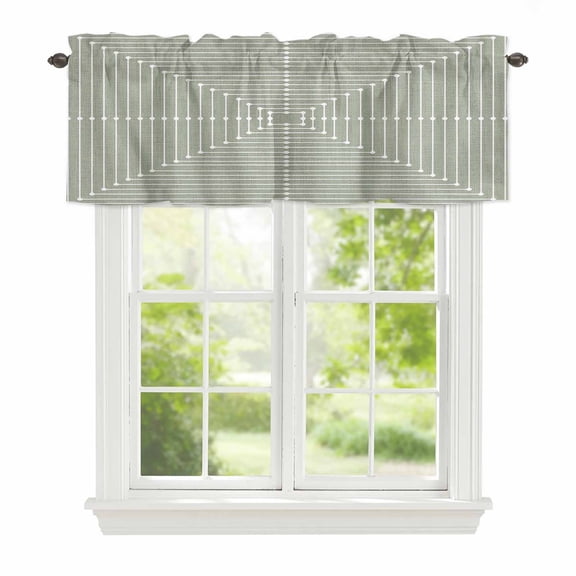 Valance Curtains for Windows Sage Green Aesthetic Kitchen Curtians Window Treatment Lines Perspective Box Topper Curtain Rod Pocket Valances for Kitchen Bathroom Living Room 42x12in