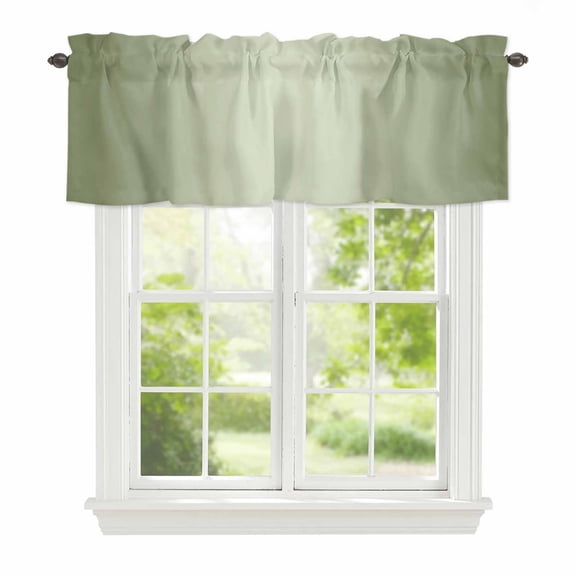 Valance Curtains for Windows Sage Green Kitchen Curtians Window Treatment Ombre Green Topper Curtain Rod Pocket Valances for Kitchen Bathroom Living Room 42x12in