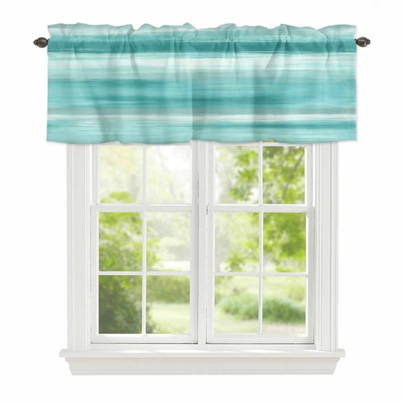 Valance Curtains for Windows Teal Foggy Cloud Kitchen Curtians Window Treatment Ombre Abstract Art Topper Curtain Rod Pocket Valances for Kitchen Bathroom Living Room 42x12in