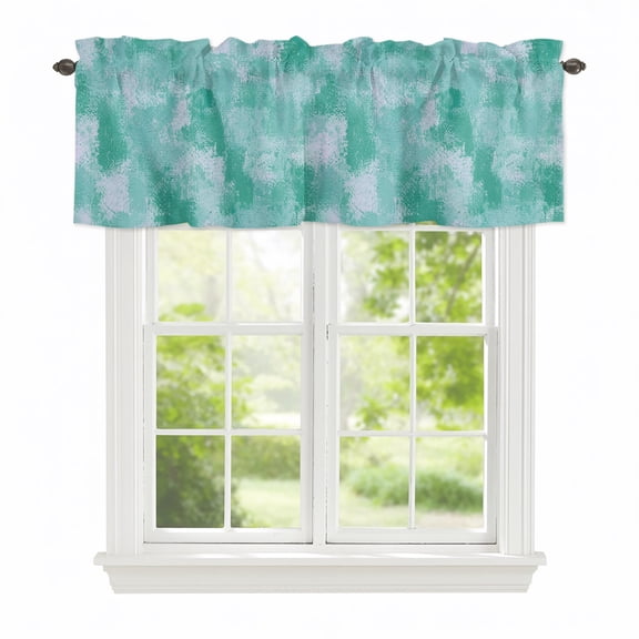 Valance Curtains for Windows Teal Ink Splash Kitchen Curtians Window Treatment Modern Misty Smoke Swirls Topper Curtain Rod Pocket Valances for Kitchen Bathroom Living Room 42x12in