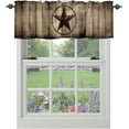 thumbnail image 1 of Valance Curtains for Windows Texas Star Wooden Board Window Treatment Curtains Vintage Farm Wood Grain Short Curtain Rod Pocket Valances for Kitchen Bathroom Living Room, 1 Panel 54x18 Inch, 1 of 5