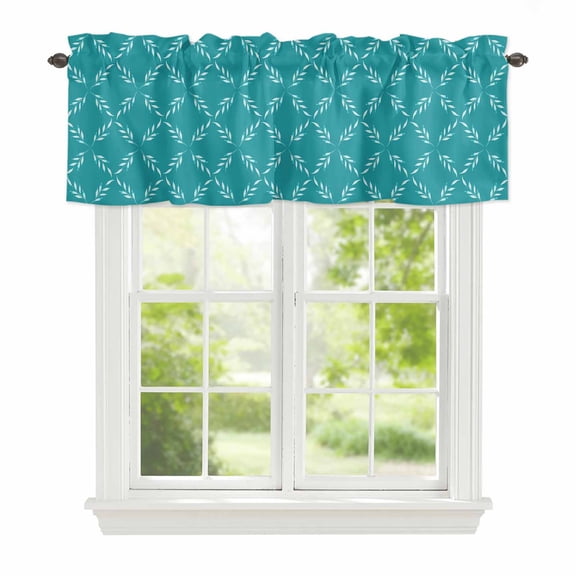 Valance Curtains for Windows Turquoise Plaid Kitchen Curtians Window Treatment Diamond Texture Topper Curtain Rod Pocket Valances for Kitchen Bathroom Living Room 42x12in