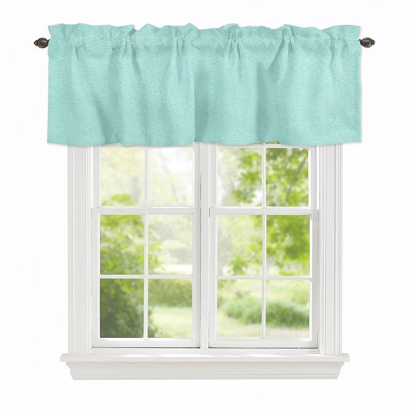Valance Curtains for Windows Turquoise Texture Grain Kitchen Curtians Window Treatment Solid Color Topper Curtain Rod Pocket Valances for Kitchen Bathroom Living Room 54x18in
