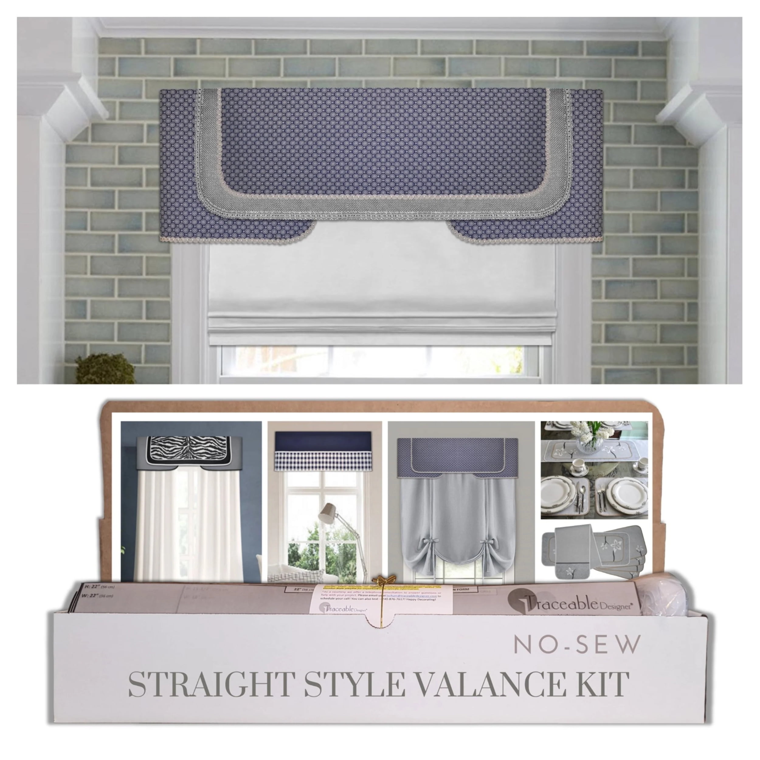 Valance Kit, No-Sew Straight Cornice-Style Window Curtain for DIY Home ...