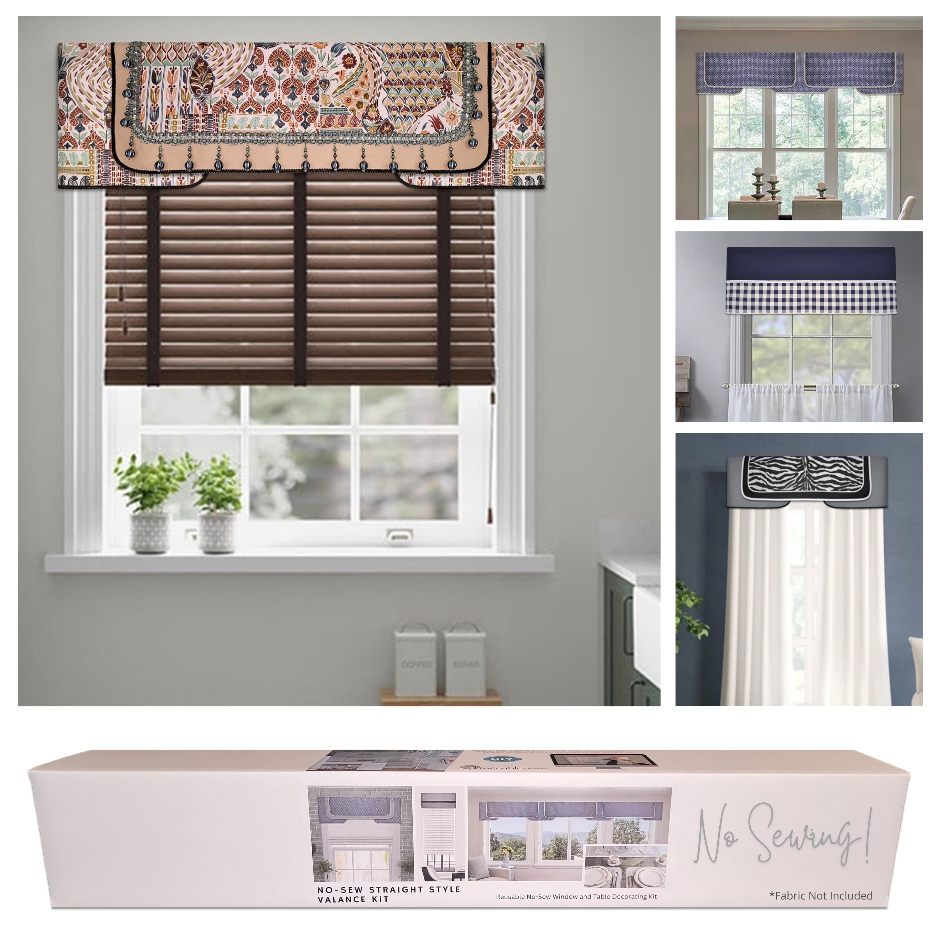 DIY No-Sew Straight Cornice Valance Kit for Custom Window Treatments