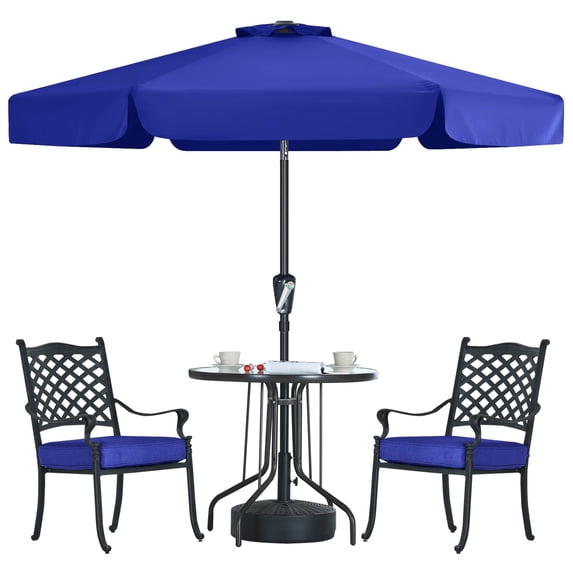 Valance Patio Umbrella For Outdoor Table Market (7.5ft Blue)