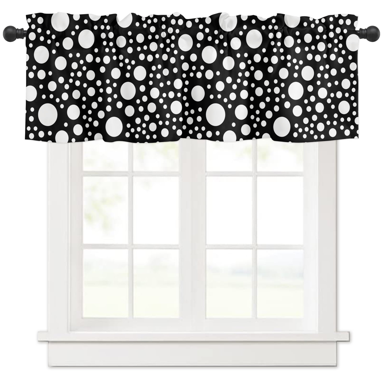 Valance Polka Dots Spots Backdrop Curtains for Kitchen Window Trendy ...