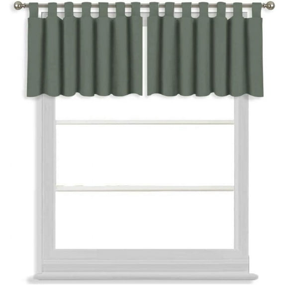 Valance for Small Window- Tab Top Window Blackout Curtains Treatment for Small Window, Living Room, Bathroom, Kitchen (One Panel, 42" W x 22" L) Grey Solid