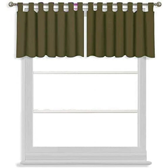 Valance for Small Window- Tab Top Window Blackout Curtains Treatment for Small Window, Living Room, Bathroom, Kitchen (One Panel, 42" W x 24" L) Chocolate Solid
