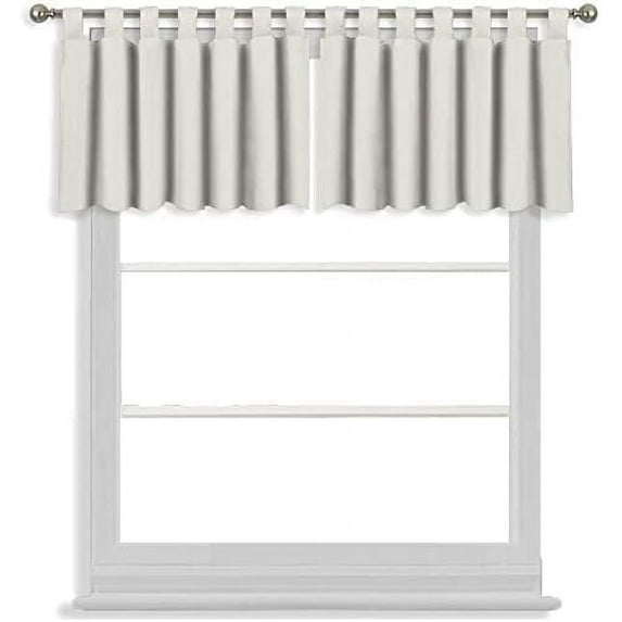 Valance for Small Window- Tab Top Window Blackout Curtains Treatment for Small Window, Living Room, Bathroom, Kitchen (One Panel, 52" W x 22" L) Greyish White Solid