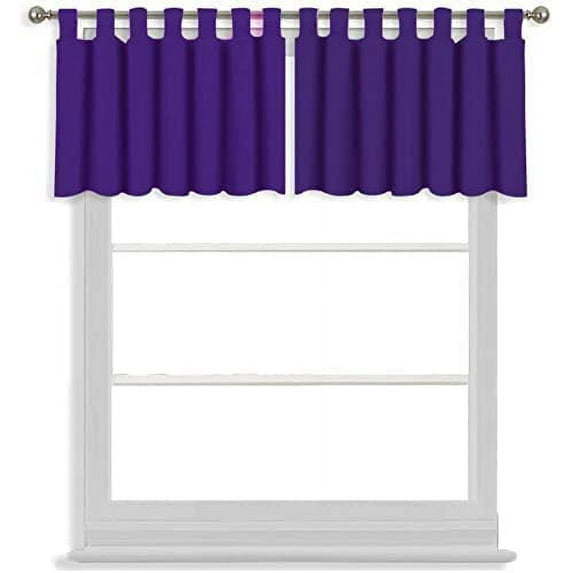 Valance for Small Window- Tab Top Window Blackout Curtains Treatment for Small Window, Living Room, Bathroom, Kitchen (One Panel, 52" W x 26" L) Purple Solid