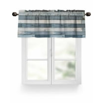 Valance for Windows 42"W x 18"L Vintage Blue and Gray Wood Grain Kitchen Curtains Light Filtering Curtain Valances Rod Pocket Curtains for Bedroom Farmhouse Living Room
