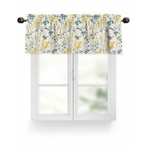 Valance for Windows 60"W x 18"L Spring Yellow and Blue Floral Pattern Kitchen Curtains Light Filtering Curtain Valances Rod Pocket Curtains for Bedroom Farmhouse Living Room