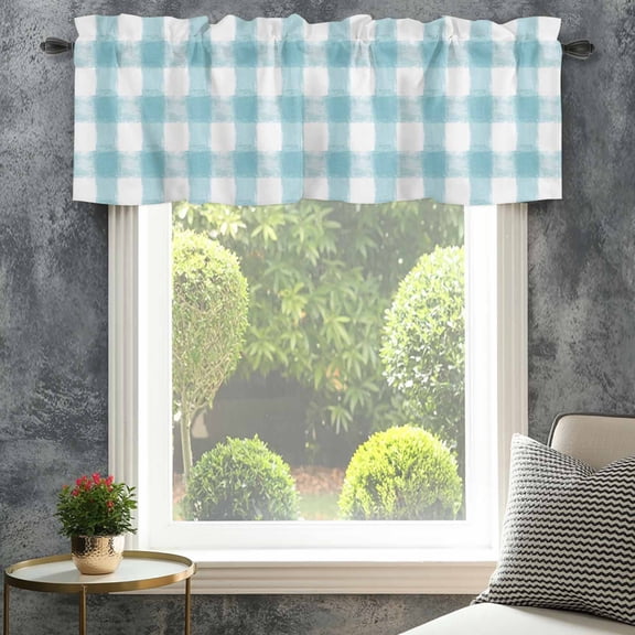 Valance for Windows,Country Farm Buffalo Plaid Grid Valances Curtain Rod Pocket Valance for Kitchen Bedroom Living Room Bathroom,Watercolor Classic Lattice Short Curtains Window Treatment 42x12in