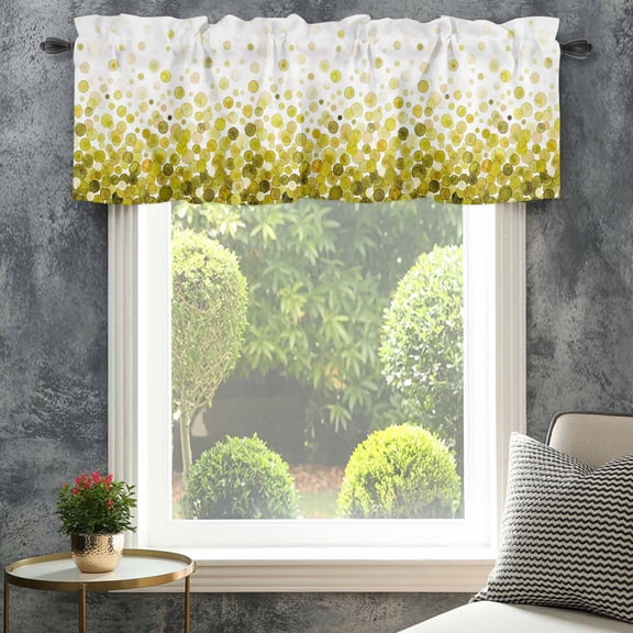 Valance for Windows,Dark Yellow Bubbles Gradient Valances Curtain Rod Pocket Valance for Kitchen Bedroom Living Room Bathroom,Watercolor Polka Dot Short Curtains Window Treatment 42x12in