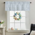 thumbnail image 1 of Valance for Windows,Easter Egg Rabbits on Blue Valances Curtain Rod Pocket Valance for Kitchen Bedroom Living Room Bathroom,Abstract Geometric Short Curtains Window Treatment 42x12in, 1 of 9