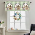 thumbnail image 1 of Valance for Windows,Easter Rabbit Colorful Eggs Chicken Valances Curtain Rod Pocket Valance for Kitchen Bedroom Living Room,Spring Florals Green Lattice Short Curtains Window Treatment 42x12in, 1 of 9