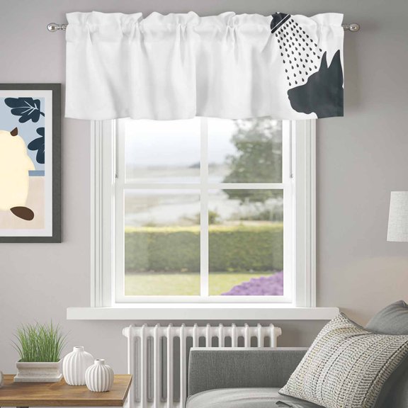 Valance for Windows,Funny Dog Modern Valances Curtain Rod Pocket Valance for Kitchen Bedroom Living Room Bathroom,Cartoon Grey White Animal Shadow Short Curtains Window Treatment 42x12in