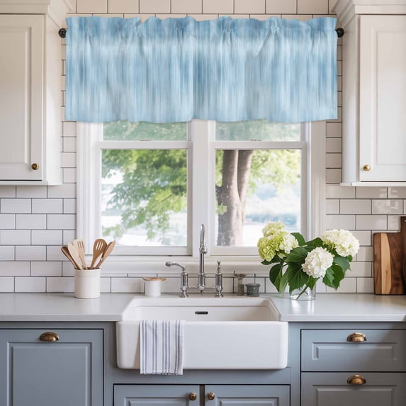 Valance for Windows,Gradient Blue Gray Texture Valances Curtain Rod Pocket Valance for Kitchen Bedroom Living Room Bathroom,Aesthetic Minimalist Art Short Curtains Window Treatment 54x18in