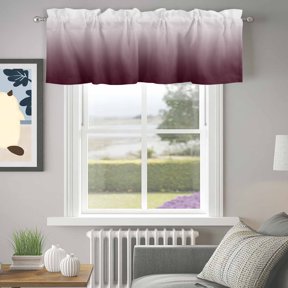 Valance for Windows,Gradient Claret and White Color Valances Curtain Rod Pocket Valance for Kitchen Bedroom Living Room Bathroom,Minimalist Short Curtains Window Treatment 42x12in