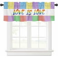 thumbnail image 1 of Valance for Windows LGBT Love is Love Rainbow Colored Checked Plaid Window Treatment Valances Rod Pocket Curtain Valance for Kitchen, Bathroom, Living Room, Bedroom 54" W x 18" L, 1 of 6