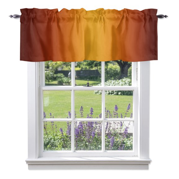Valance for Windows,Modern Minimalist Orange Dark Ombre Kitchen Curtain Valances Rod Pocket Toppers Short Window Treatment for Bathroom Living Room Bedroom,54"x18" Fall Color Gradient Art
