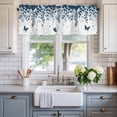 thumbnail image 1 of Valance for Windows,Pastoral Butterfly Eucalyptus Leaf Valances Curtain Rod Pocket Valance for Kitchen Bedroom Living Room Bathroom,Spring Blue Plant Short Curtains Window Treatment 54x18in, 1 of 9