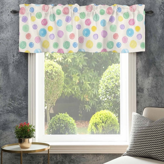 Valance for Windows,Pink Purple Blue Green Boat Points Valances Curtain Rod Pocket Valance for Kitchen Bedroom Living Room Bathroom,Watercolor Abstract Art Short Curtains Window Treatment 42x12in
