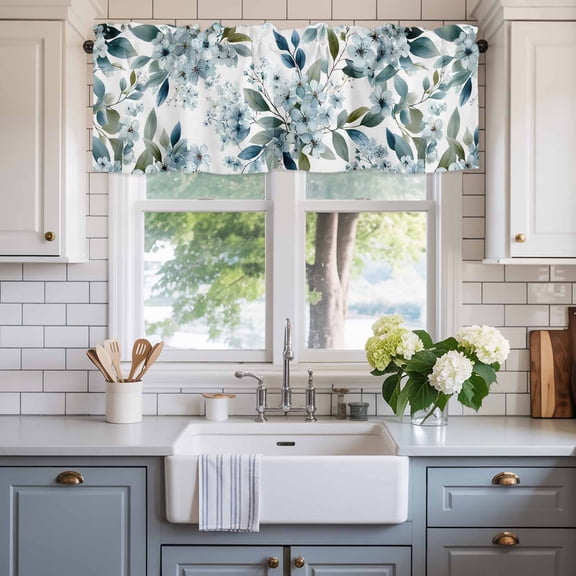 Valance for Windows,Watercolor Spring Flowers Valances Curtain Rod Pocket Valance for Kitchen Bedroom Living Room Bathroom,Pastoral Floral Art Short Curtains Window Treatment 54x18in