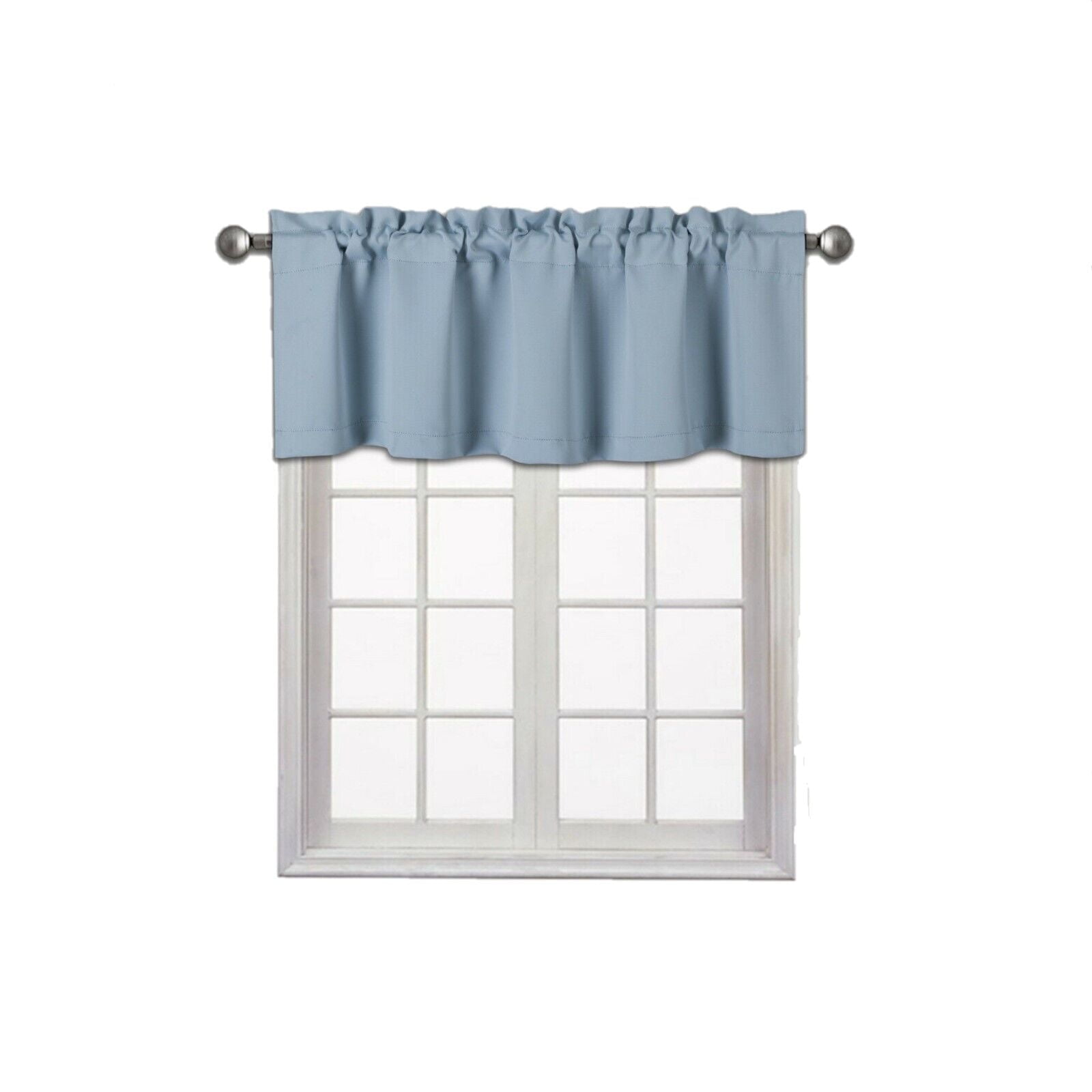 TVLO Light Blue Darkening Valance Curtain, Blackout Thermal Unlined ...