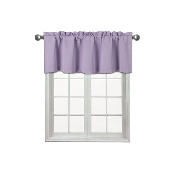Valance curtain blackout thermal unlined TVLO lilac valance for kitchen, bathroom, bedroom living room short window rod pocket 54 inch x 18 inch