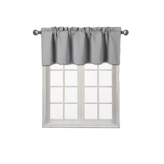 Valance curtain blackout thermal unlined TVLO silver valance for kitchen, bathroom, bedroom living room short window rod pocket 54 inch x 18 inch