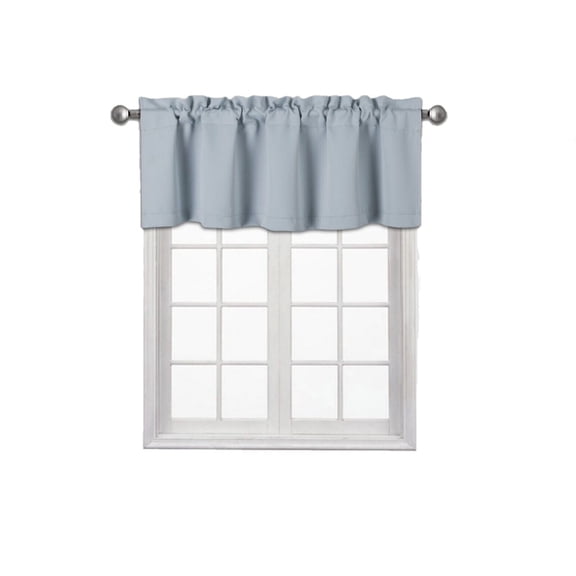 Valance curtain blackout thermal unlined TVLO slate valance for kitchen, bathroom, bedroom living room short window rod pocket 54 inch x 18 inch