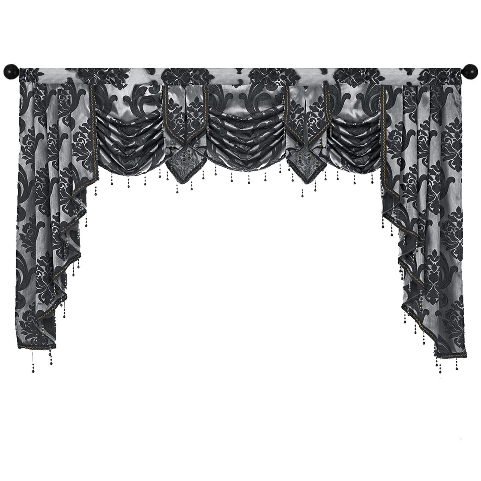 Valance for Living RoomJacquard Swag Valances for Windows, Beaded
