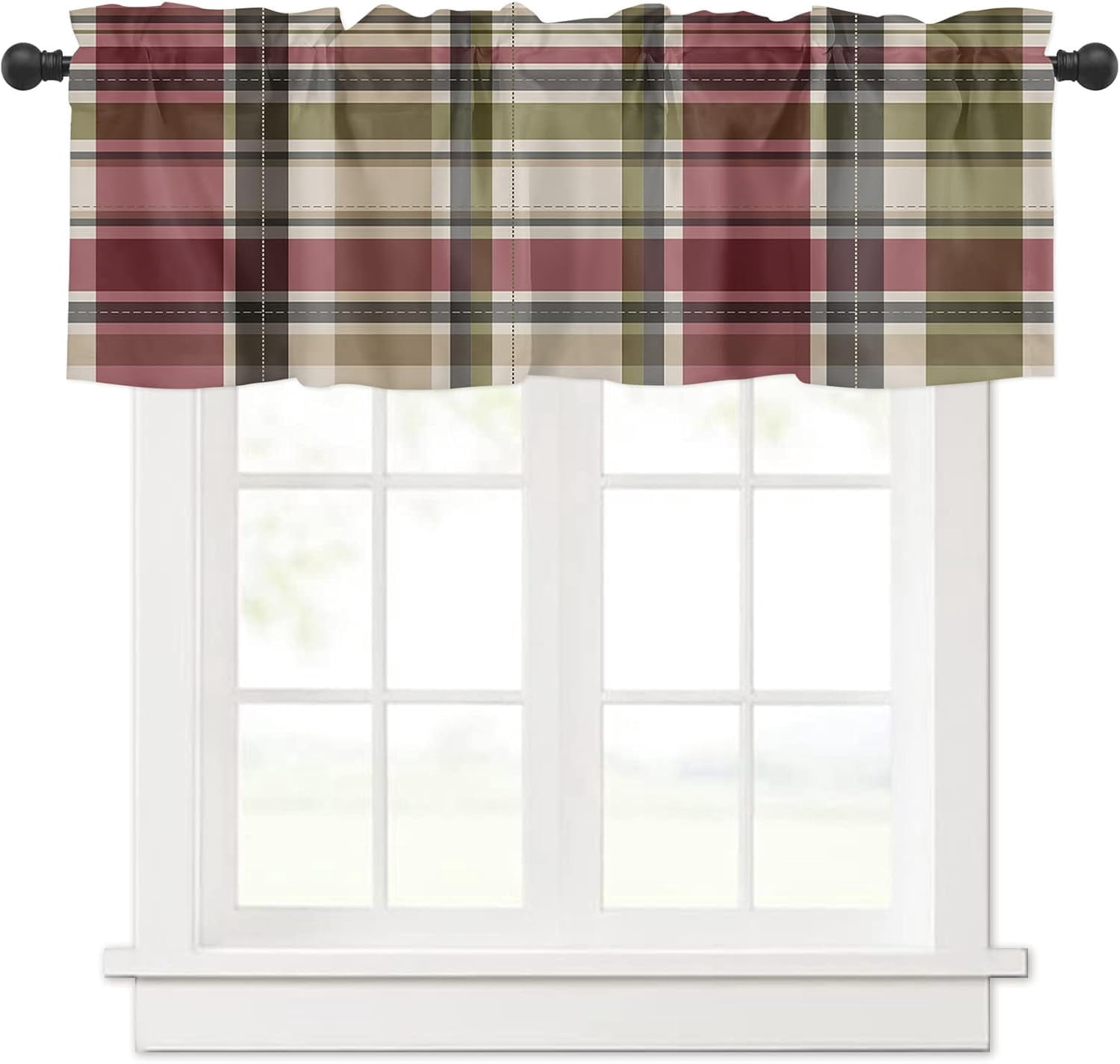 Aazon.co: Hiasan Buffalo Plaid Curtains Valances For Windows - Sei