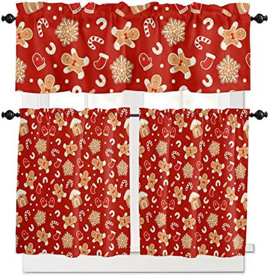 Valances For Windows Gingerbread Man Snowflake Christmas Kitchen