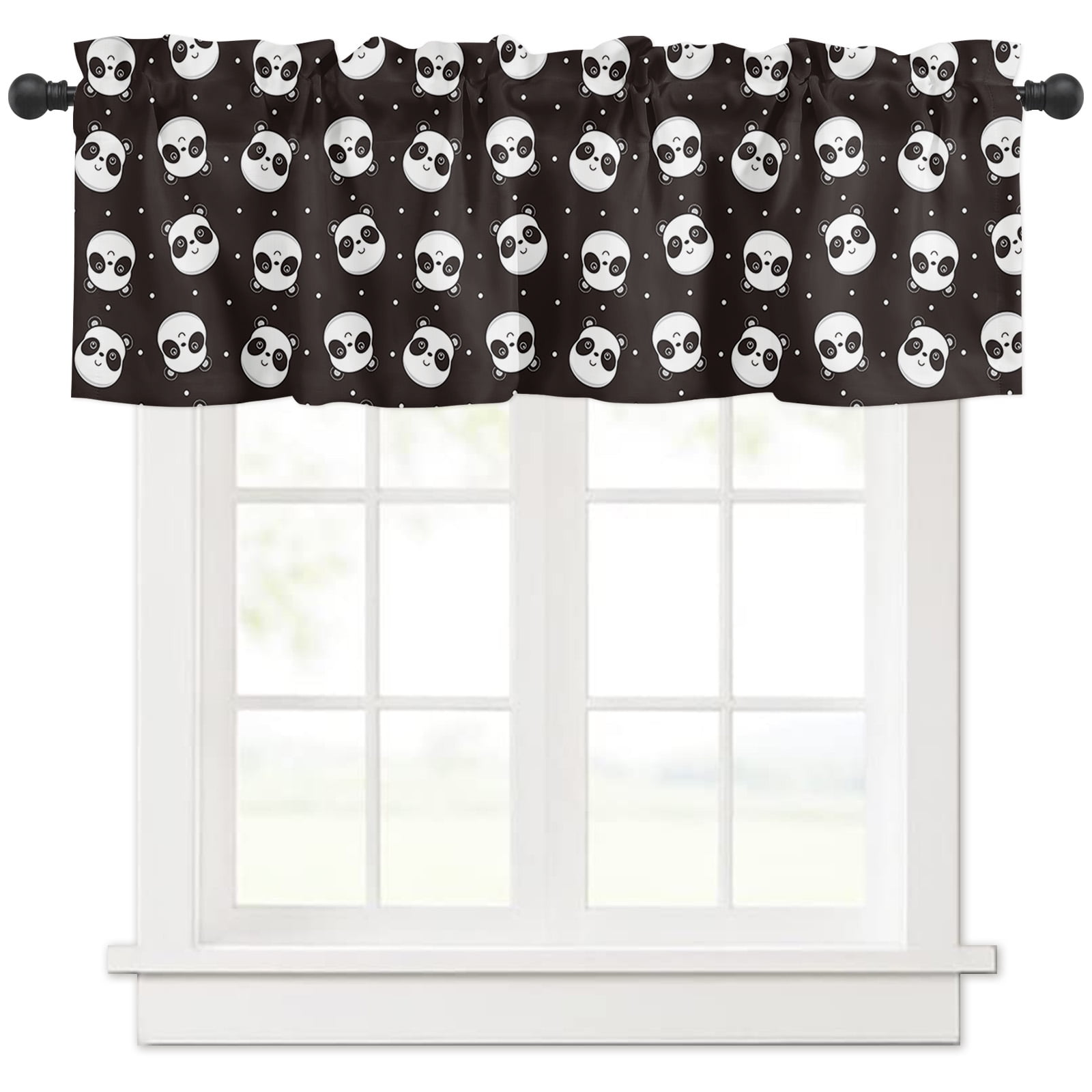 Valances for WIndow Cute Panda Animal Pattern Black and White Valance ...