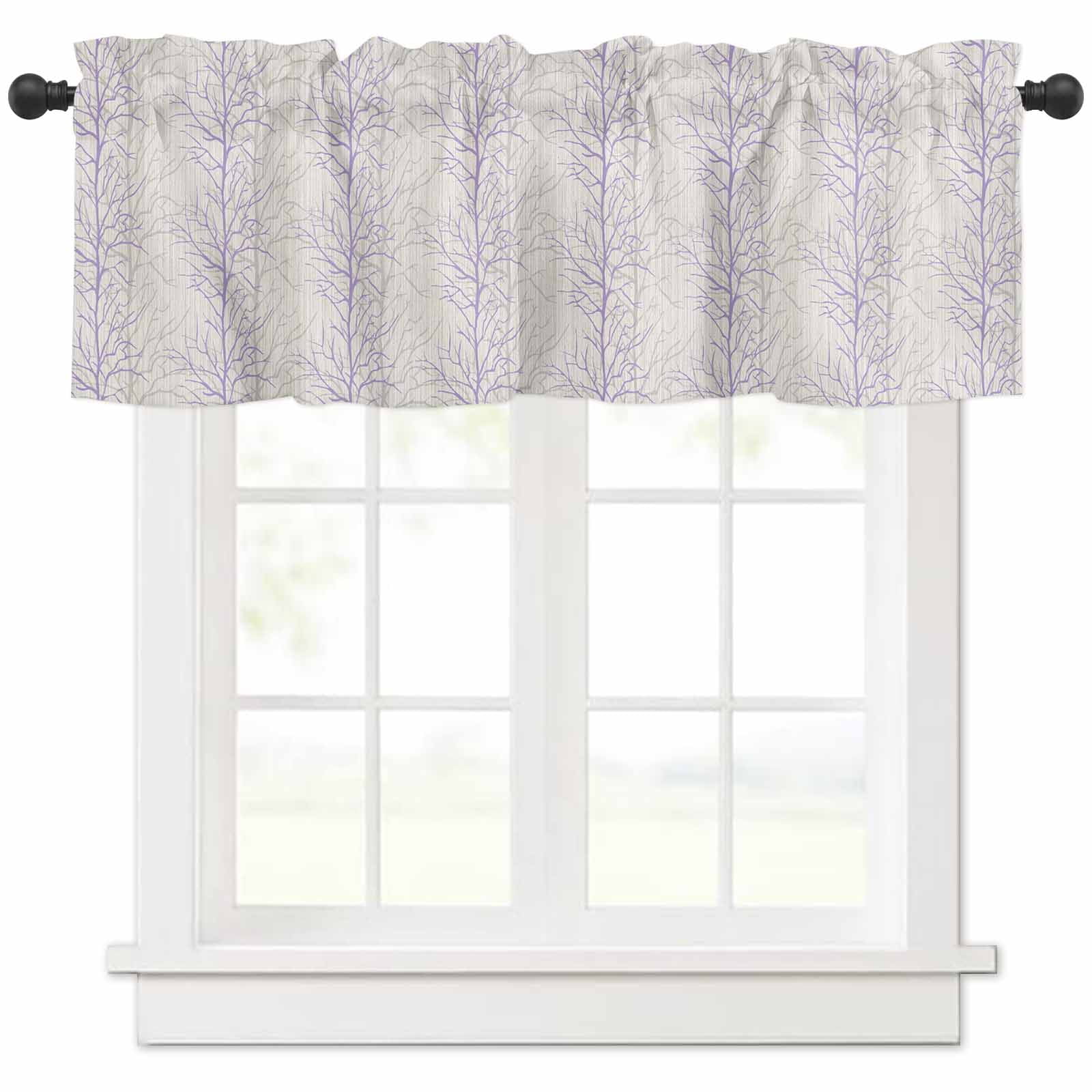 Valances for WIndow Modern Botanical Purple Tree Branch Pattern Valance