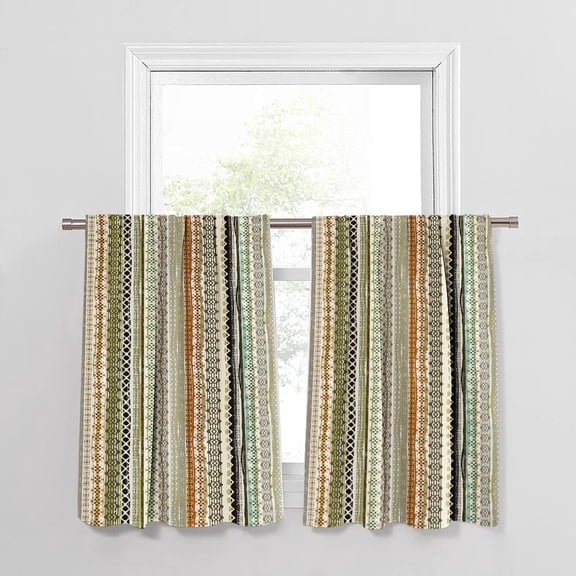 Valances Window Small Window Curtains Colored Stripes Art Tier Curtains for Window Treatment Tiers for Living Room Kitchen Bathroom 27.5 X 36 Inch 2 Panel