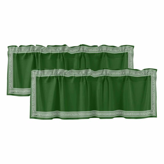 Valances for Windows 2 Pack, Green Greek Key Valance Curtains for Living Room/Bedroom/Kitdchen Windows, Geometric Greece Ancient Farmhouse Geo Rod Pocket Window Treatment Valances 42x12 Inch
