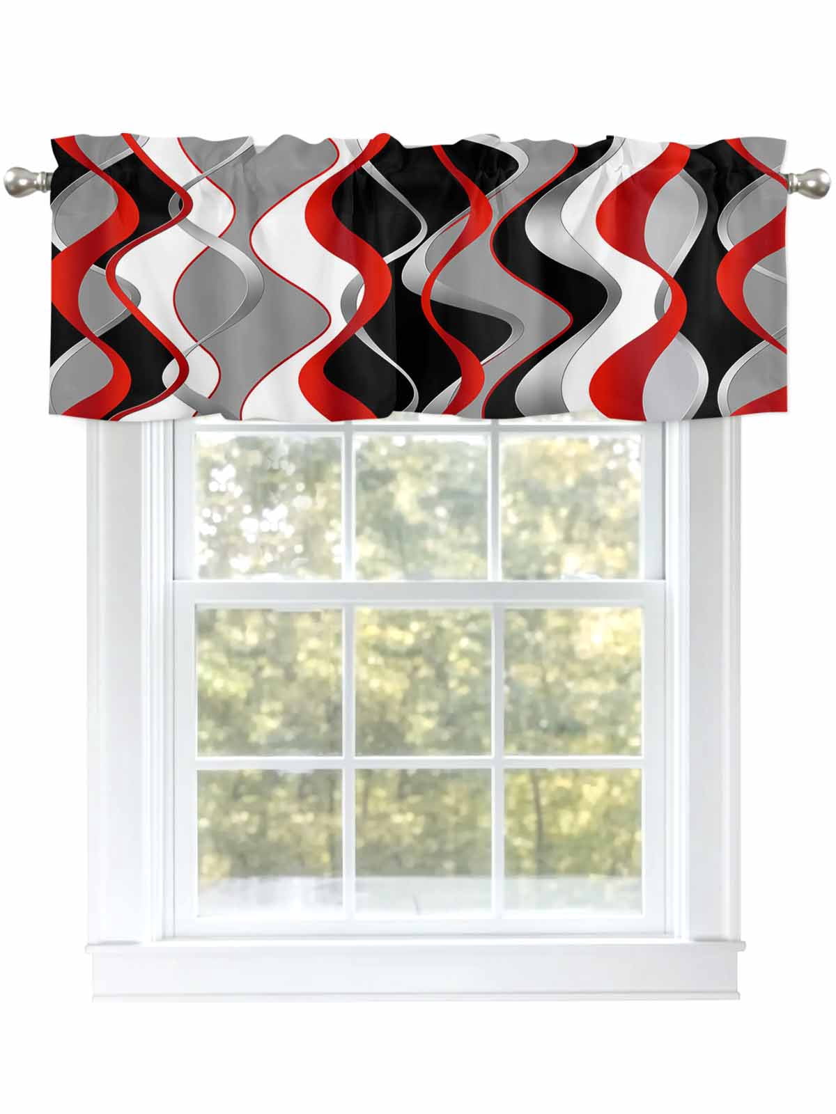 Valances for Windows 3D Abstract Red Gradient Lines Rod Pocket Cafe ...