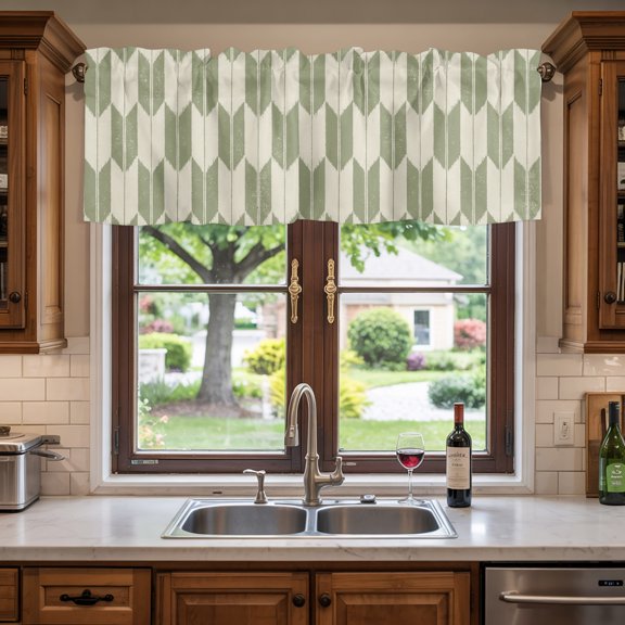 Valances for Windows,Abstract Arrow Weave Kitchen Curtain Valance Short Rod Pocket Panels Repeating Shapes Geometric Art Small Window Treatment for Living Room Bedroom Bathroom,60"Wx18"L