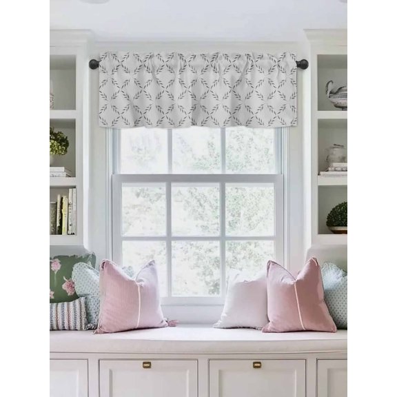 Valances for Windows,Abstract Lattice Diamond Texture Kitchen Curtain Valance Short Rod Pocket Panels Modern Stripe Arrow on Gray Small Window Treatment for Living Room Bedroom Bathroom,42"Wx12"L