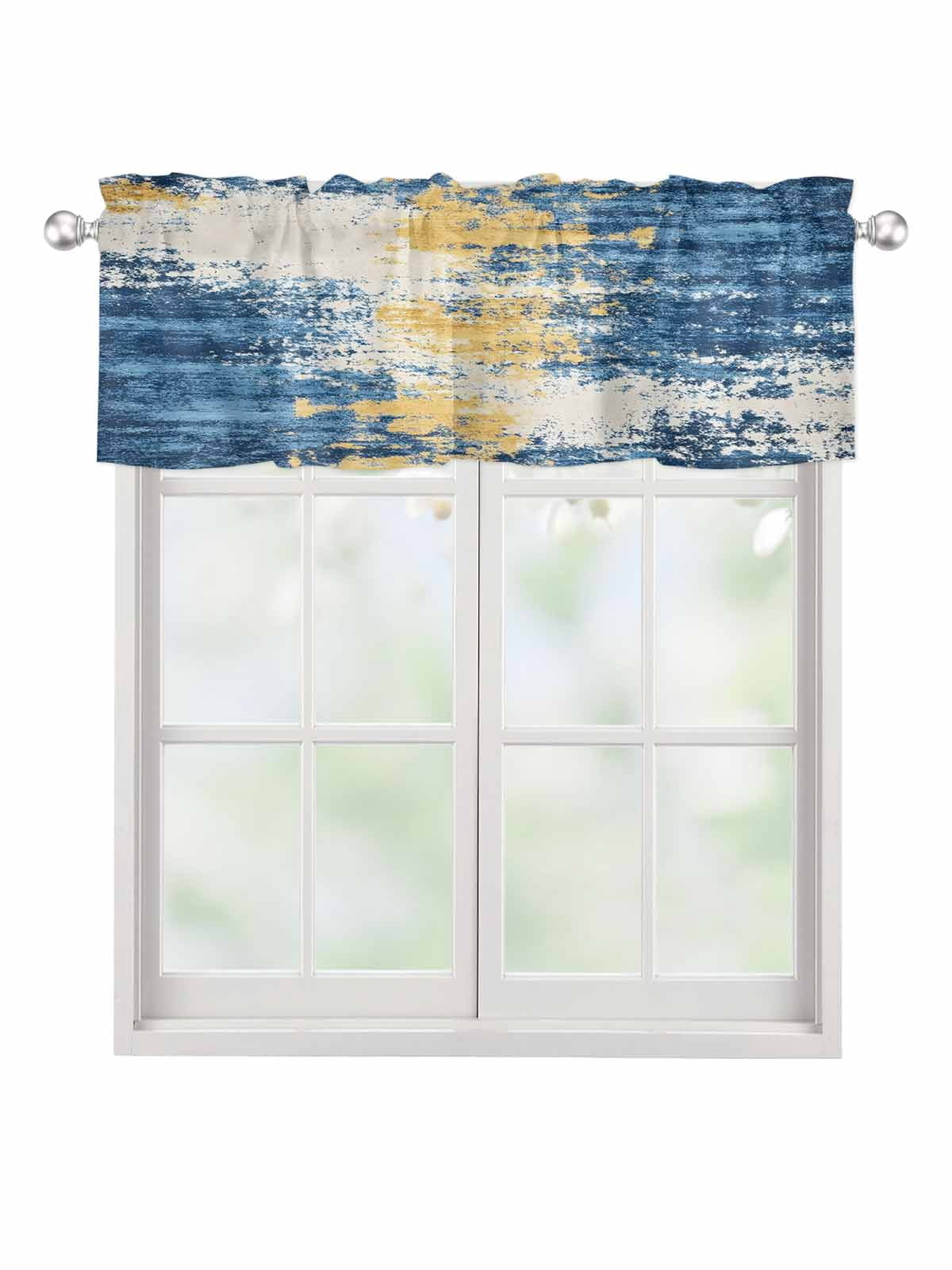 Valances for Windows Abstract Mottled Texture Leaf Rod Pocket Cafe ...